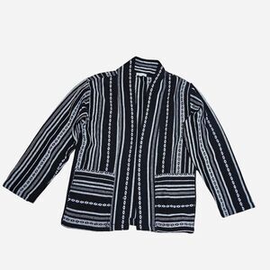 boho western black white textured kimono jacket